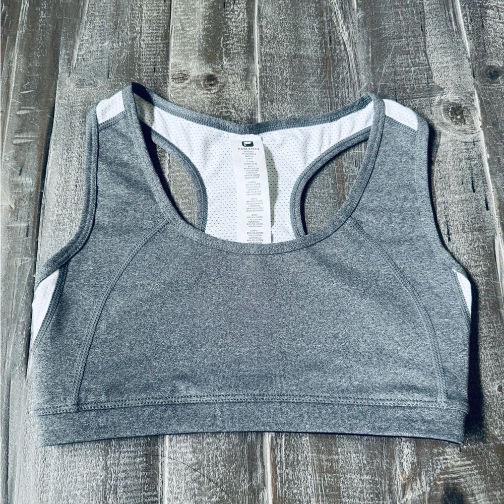 Fabletics Doon Gray White Breathable Sports Bra XS